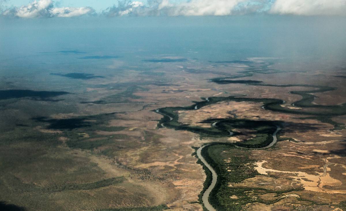 Aerial view of Liverpool River, south of Maningrida