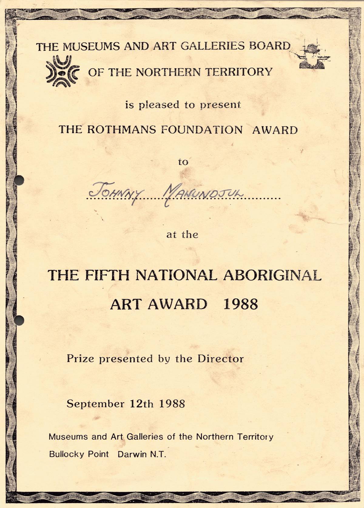 The Fifth National Aboriginal Art Award