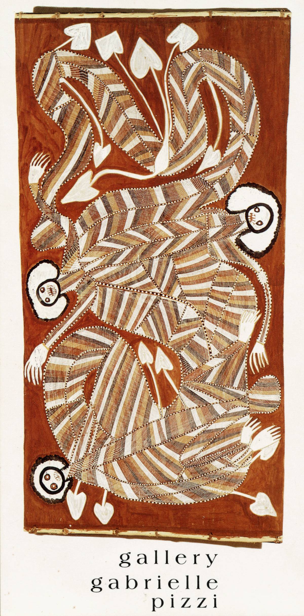 Invitation for group exhibition at  Gallery Gabrielle Pizzi, Melbourne, featuring John Mawurndjul’s Yawkyawk (1990)