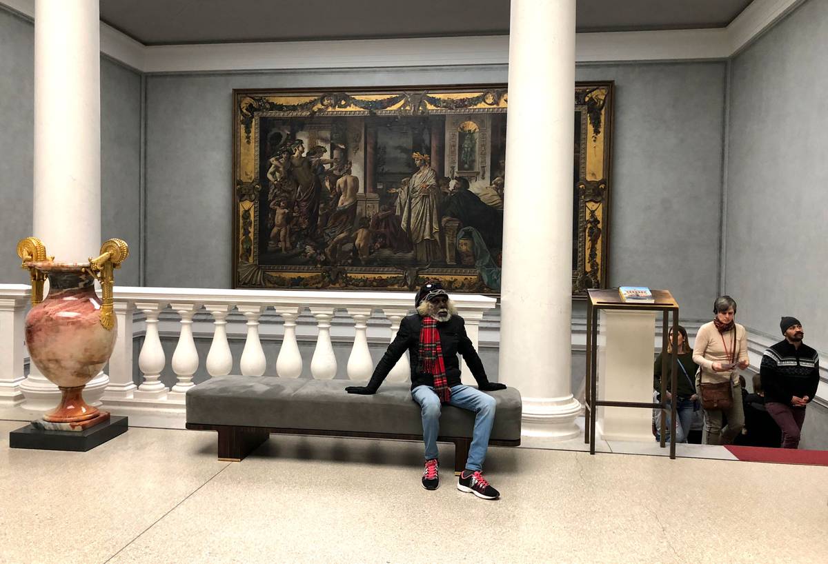 John Mawurndjul in a grand European art museum