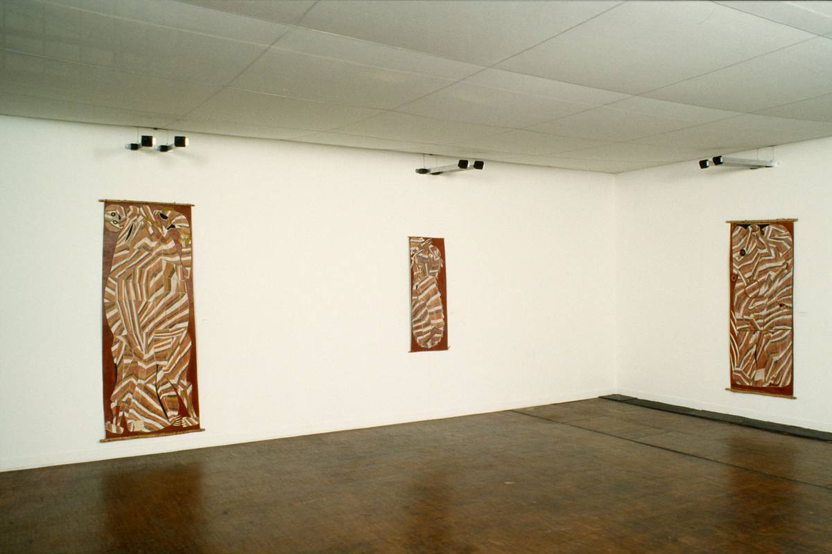 Installation view of Magiciens de la terre, Centre Pompidou, Grande galerie, La Grande Halle de la Villette, Paris, 1989